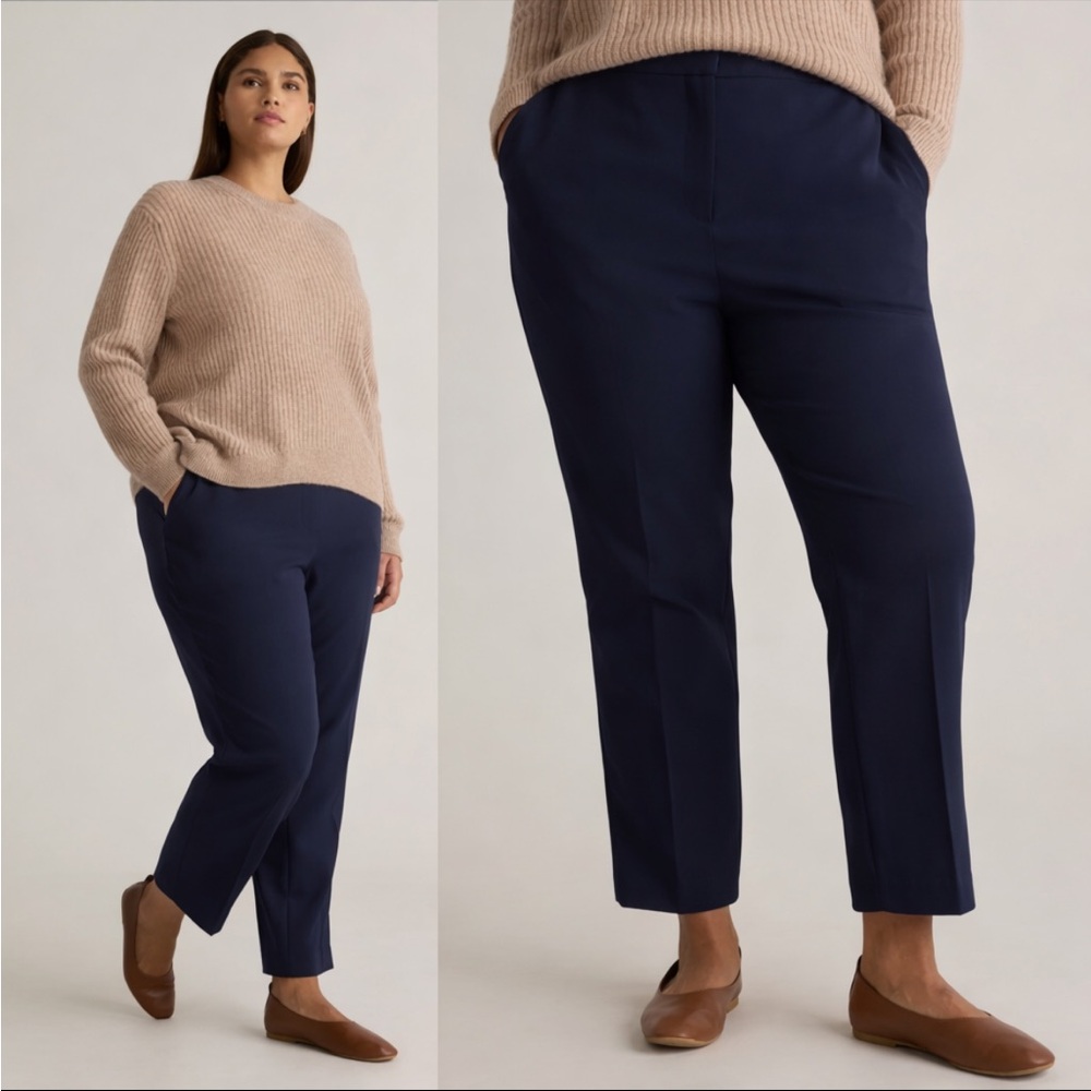 QUINCE NWOT Women’s Stretch Crepe‎ Ankle Pants Navy size 16